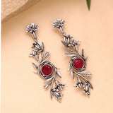 Phulwari Kusum Floral Oxidised Dangler Earrings