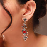Phulwari Kusum Floral Oxidised Dangler Earrings
