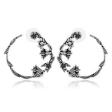 Phulwari Pushpara Oxidised Front Back Hoop Earrings