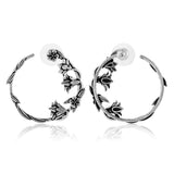Phulwari Pushpara Oxidised Front Back Hoop Earrings