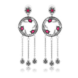 Phulwari Kusum Oxidised Floral Chain Dangler Earrings
