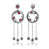 Phulwari Kusum Oxidised Floral Chain Dangler Earrings