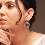 Phulwari Kusum Oxidised Floral Chain Dangler Earrings