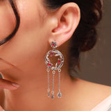 Phulwari Kusum Oxidised Floral Chain Dangler Earrings