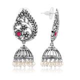 Phulwari Kusum Floral Oxidised Jhumka Earrings