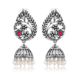 Phulwari Kusum Floral Oxidised Jhumka Earrings