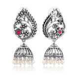 Phulwari Kusum Floral Oxidised Jhumka Earrings