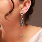 Phulwari Madhavi Oxidised Floral Dangler Earrings