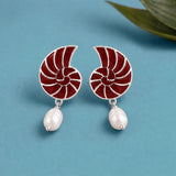 Fractals In Nature Coral Infinity Pearl Drop Earrings