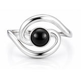 Sacred Symbols Black Centre Swirl Ring