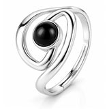 Sacred Symbols Black Centre Swirl Ring