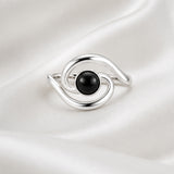 Sacred Symbols Black Centre Swirl Ring