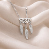 Sacred Symbols Feather Drop Necklace