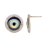 Sacred Symbols Blue Eye Halo Studs