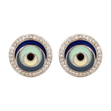 Sacred Symbols Blue Eye Halo Studs