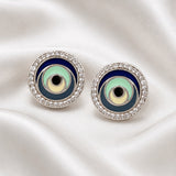 Sacred Symbols Blue Eye Halo Studs