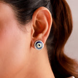 Sacred Symbols Blue Eye Halo Studs