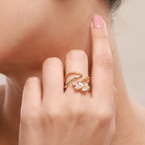 Leafy Affair Delicate Petal Cluster Ring