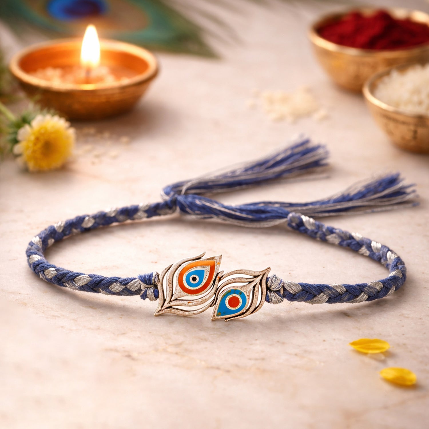 pr pankh motif rakhi close-up product shot