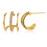 Trendy Golden Curve CZ Stud Earrings