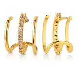 Trendy Golden Curve CZ Stud Earrings