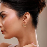 Trendy Golden Curve CZ Stud Earrings