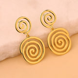 Trendy Golden Spiral Drop Earrings