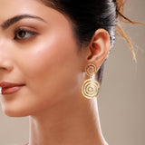 Trendy Golden Spiral Drop Earrings