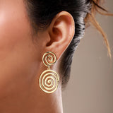 Trendy Golden Spiral Drop Earrings