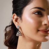 Rajvika Silver Jhumka Earrings