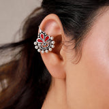 Rangrez Silver Lotus Bugadi Earrings