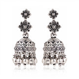 Phoolwari Silver Bloom Jhumka Earrings