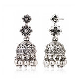 Phoolwari Silver Bloom Jhumka Earrings