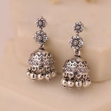 Phoolwari Silver Bloom Jhumka Earrings
