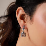 Phoolwari Silver Bloom Jhumka Earrings