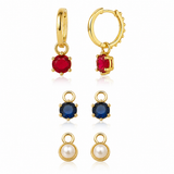 Trendy Golden Multi Charm Hoop Earrings