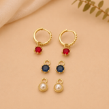 Trendy Golden Multi Charm Hoop Earrings