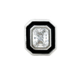 Men Collection Silver Finish American Diamond Octagonal Enamel Stud Earring for Everyday Styling