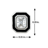 Men Collection Silver Finish American Diamond Octagonal Enamel Stud Earring for Everyday Styling