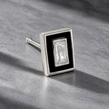 Men Collection Silver American Diamond Enamel Rectangular Stud Earring for Men