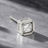 Men Collection Oxidised Silver Princess Cut American Diamond Square Stud Earring for Men