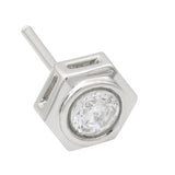 Men Collection Silver American Diamond Hexagon Stud Earring for Men with Everyday and Classic Styling