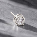 Men Collection Oxidised Silver American Diamond Round Stud Earring for Men with Classic Everyday and Smart Casual Styling