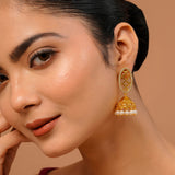 Golden Veil Jhumki Earring - Noor
