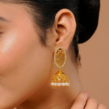 Golden Veil Jhumki Earring - Noor