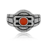 Men Collection Shiv Third Eye Red Enamel Adjustable Silver Tone Brass Finger Ring for Men Mahadev Design