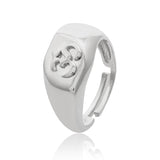 Men Collection Om Symbol Adjustable Silver Tone Brass Finger Ring for Men Engraved Spiritual Design