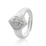 Men Collection Khanda Sikh Symbol Adjustable Silver Tone Brass Finger Ring for Men Engraved Religious Design
