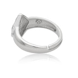 Men Collection Khanda Sikh Symbol Adjustable Silver Tone Brass Finger Ring for Men Engraved Religious Design