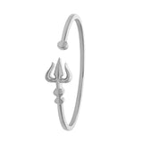 Festive Silver Finish Shiv Trishul Religious Cuff Kada Bracelet for Men for Everyday and Ethnic Styling